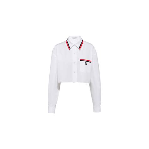 miu miu cropped poplin shirt|White Cropped Poplin Shirt .